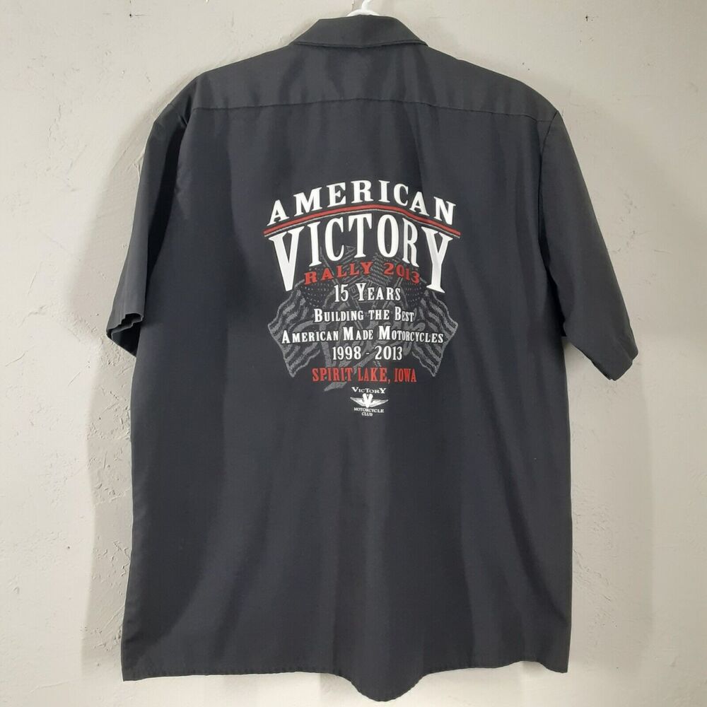 Dickies Adult Mens XL Motorcycle Club Rally Short Sleeve Button Up Shirt Gray - Picture 2 of 10